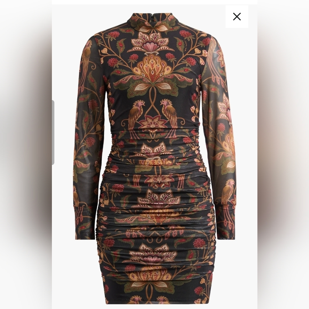 Berry Garden Long Sleeve Ruched Dress Size Small
